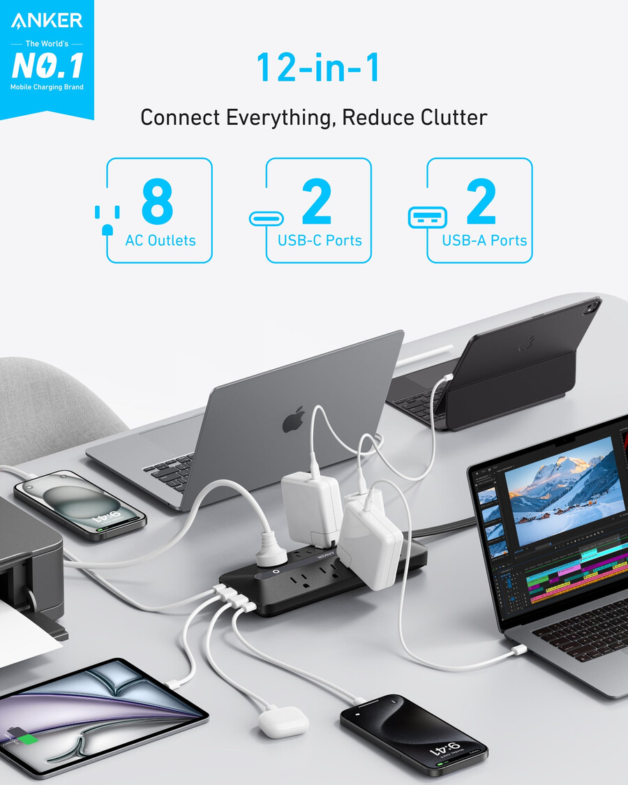 anker usb-steckdosenleiste 12-in-1 35 w