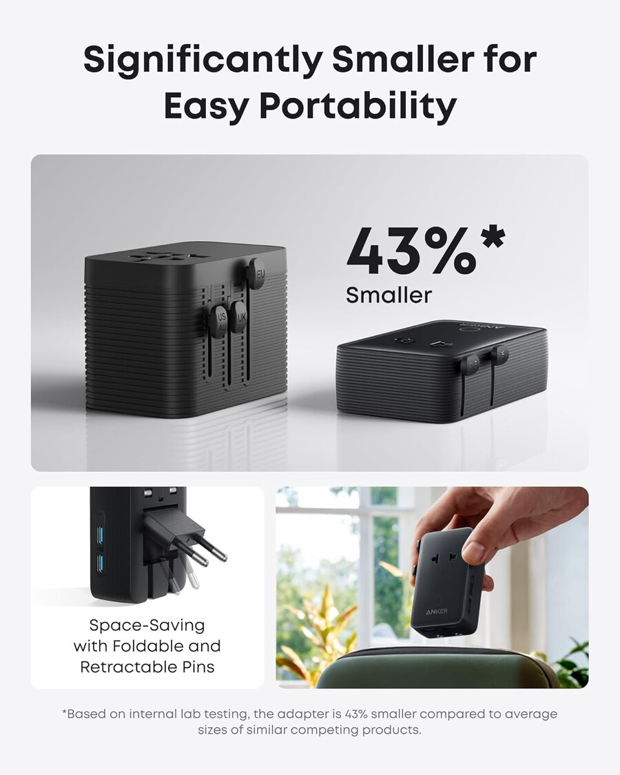 anker nano reiseadapter 5-in-1 20 w 1 stück und anker nano ladegerät 45 w mit usb-c-zu-usb-c-kabel