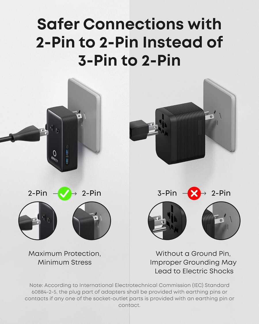 anker nano reiseadapter 5-in-1 20 w 1 stück und anker nano ladegerät 45 w mit usb-c-zu-usb-c-kabel