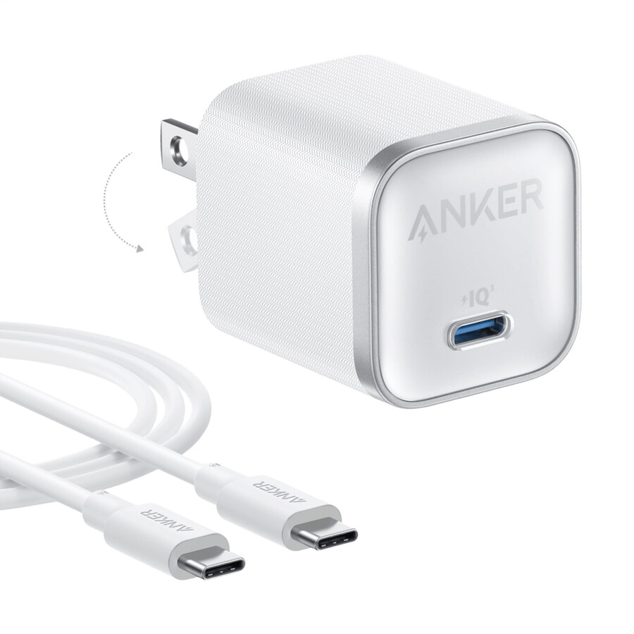 anker nano reiseadapter 5-in-1 20 w 1 stück und anker nano ladegerät 45 w mit usb-c-zu-usb-c-kabel