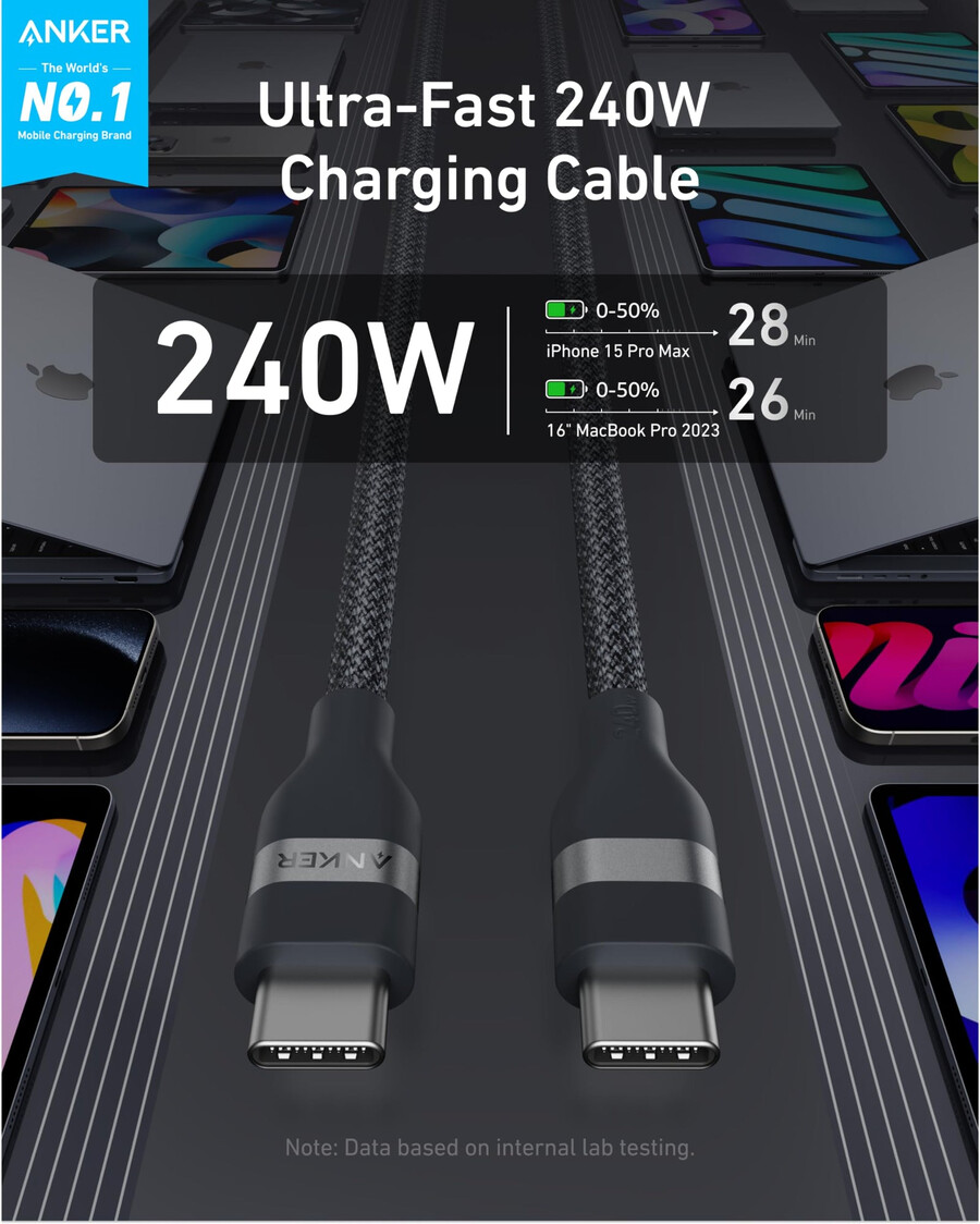 anker usb-c auf usb-c kabel 3 ft 6 ft 240w upcycling-geflecht 2er-pack