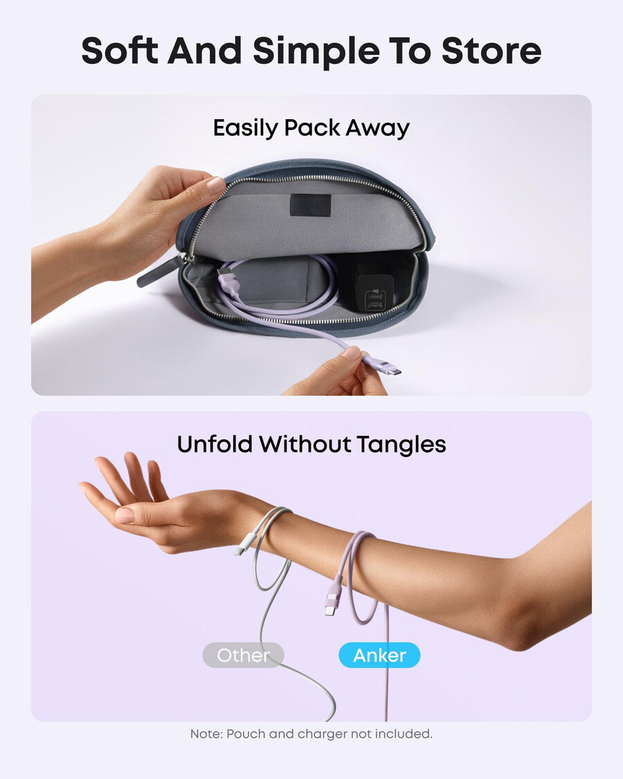 anker usb-a auf usb-c kabel upcycling-geflecht 2er-pack violett