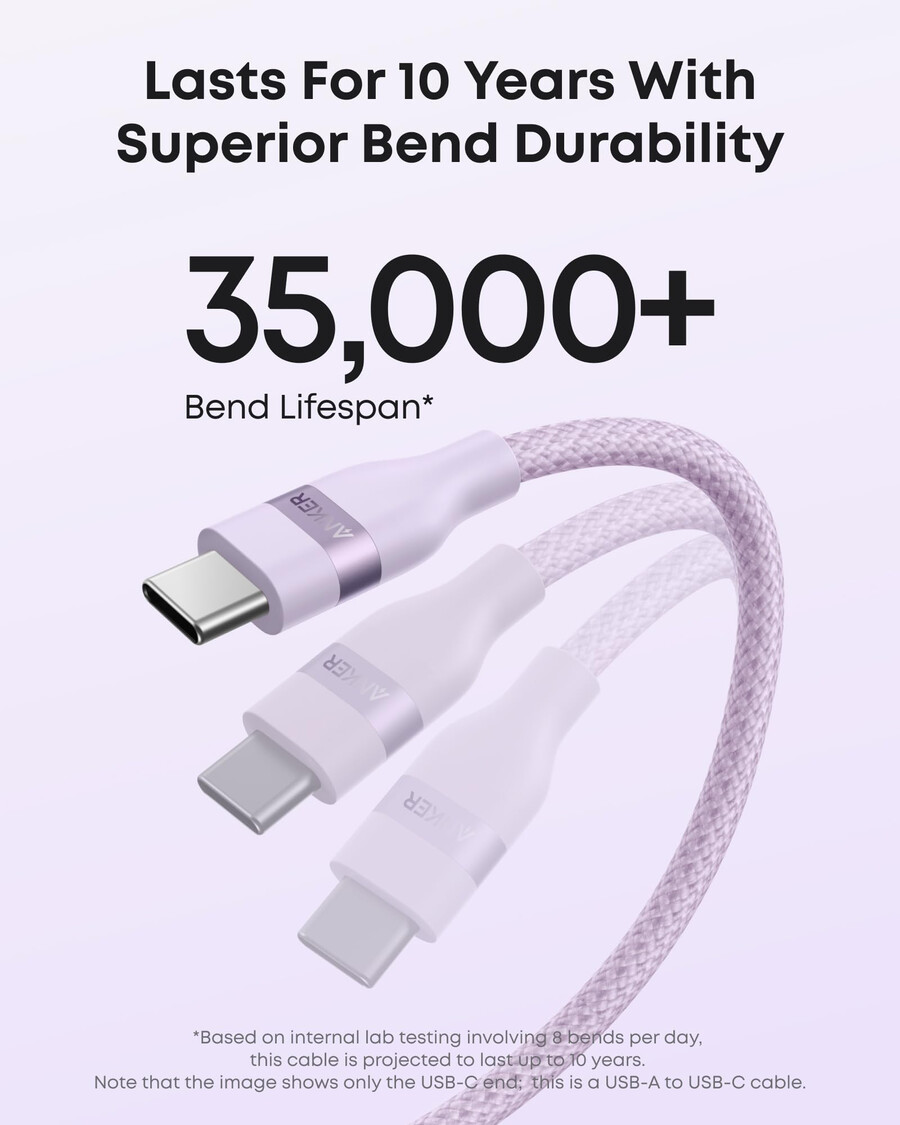 anker usb-a auf usb-c kabel upcycling-geflecht 2er-pack violett