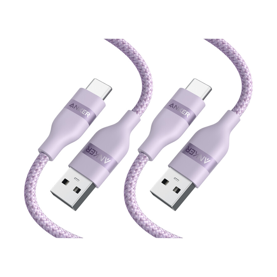 anker usb-a auf usb-c kabel upcycling-geflecht 2er-pack violett