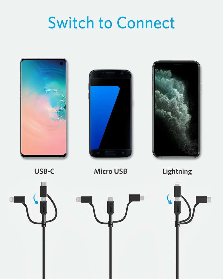 anker 321 usb-a auf lightning kabel 3 fuß 3-in-1