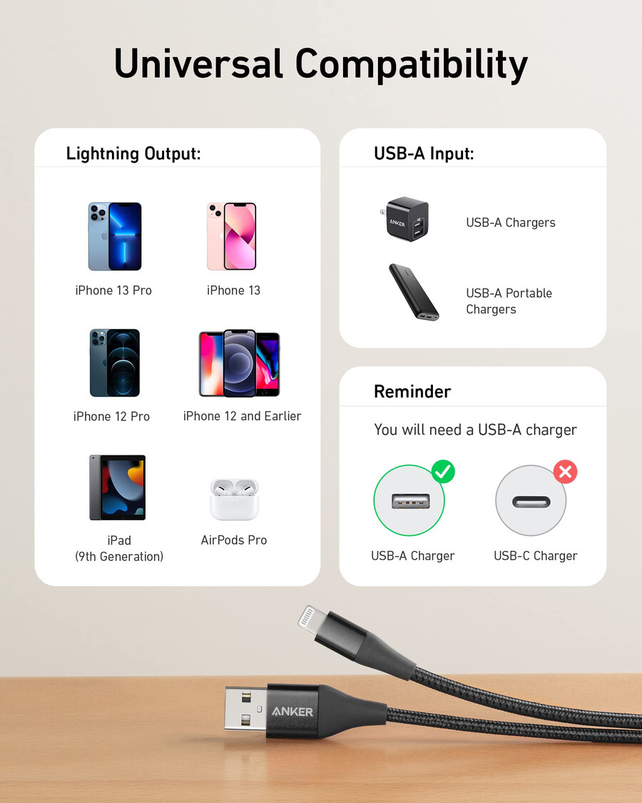 anker 551 usb-a auf lightning kabel 3 fuß 6 fuß 10 fuß