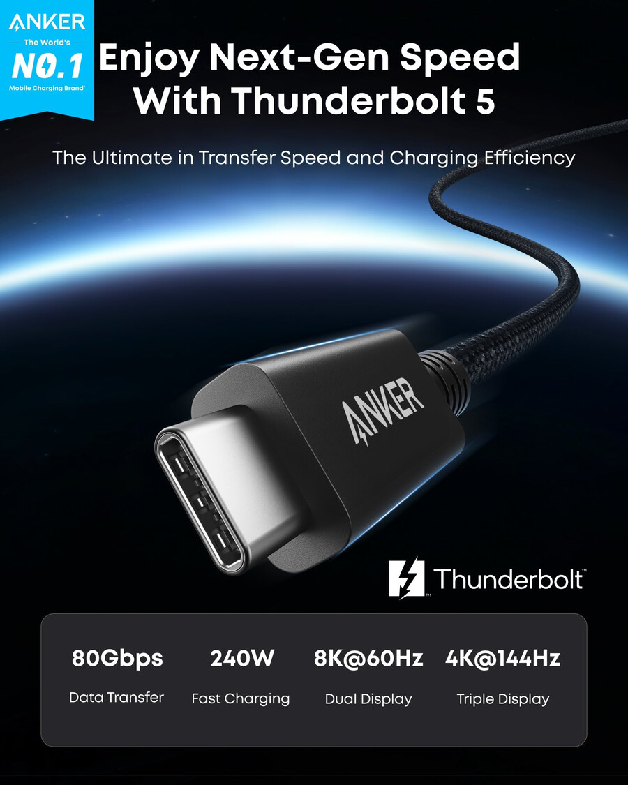anker prime thunderbolt 5 kabel 1 m05 m 80 gbits 240 w