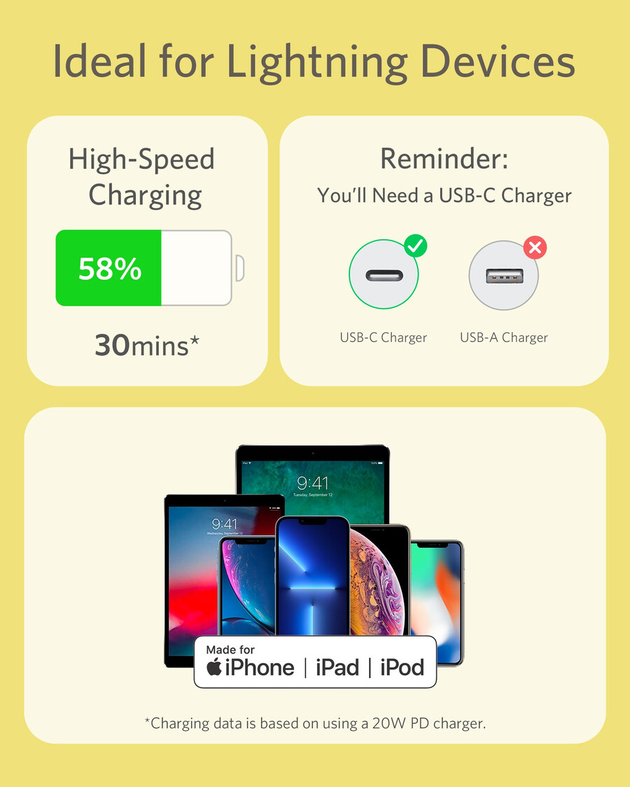 anker 641 usb-c auf lightning kabel flow 3 fuß silikon