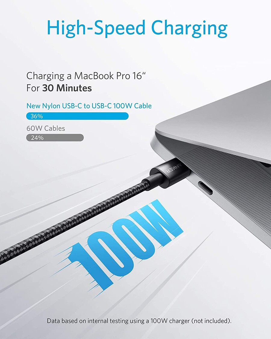 neues nylon-usb-c-zu-usb-c-kabel 100w 3 m 2er-pack
