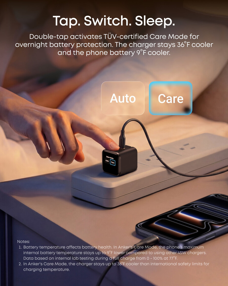 anker schnellladegerät für iphone 45-w-usb-c-ladegerät mit klappbarem stecker