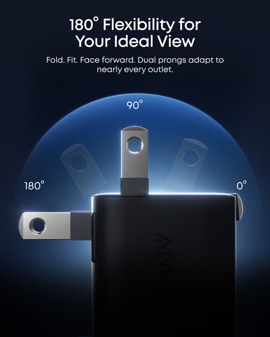 anker schnellladegerät für iphone 45-w-usb-c-ladegerät mit klappbarem stecker