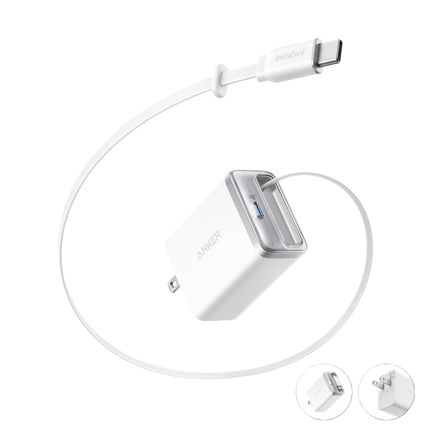 anker nano ladegerät 35w integriertes einziehbares usb-c-kabel