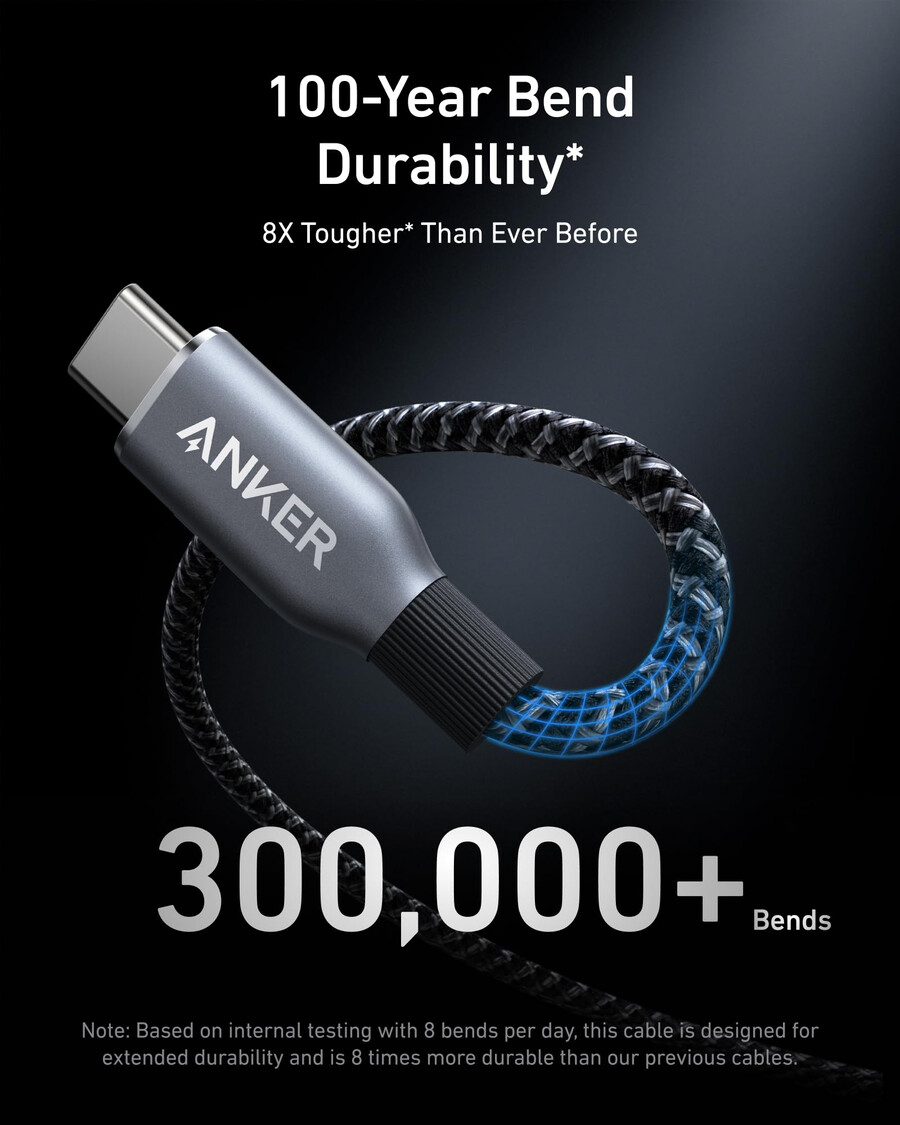 anker prime ladegerät 100 w 3 anschlüsse gan und anker prime usb-c zu usb-c kabel 240 w upcycling-geflecht