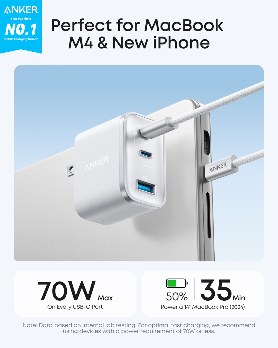 anker nano ladegerät 70w 3 anschlüsse