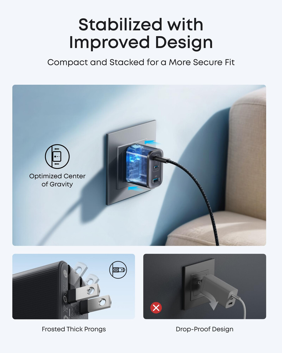 anker nano ladegerät 70w 3 anschlüsse