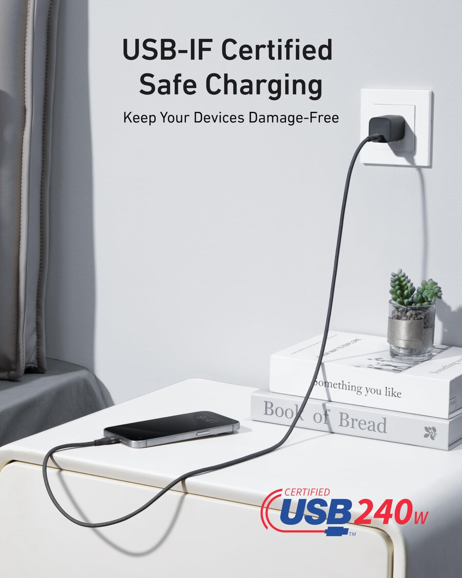anker nano ladegerät 45w mit usb-c-zu-usb-c-kabel und anker usb-c-zu-usb-c-kabel 18 m 240w upcycling-geflecht