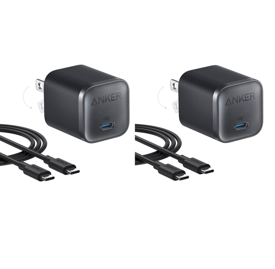 anker nano-ladegerät 45 w mit usb-c-zu-usb-c-kabel 2er-pack