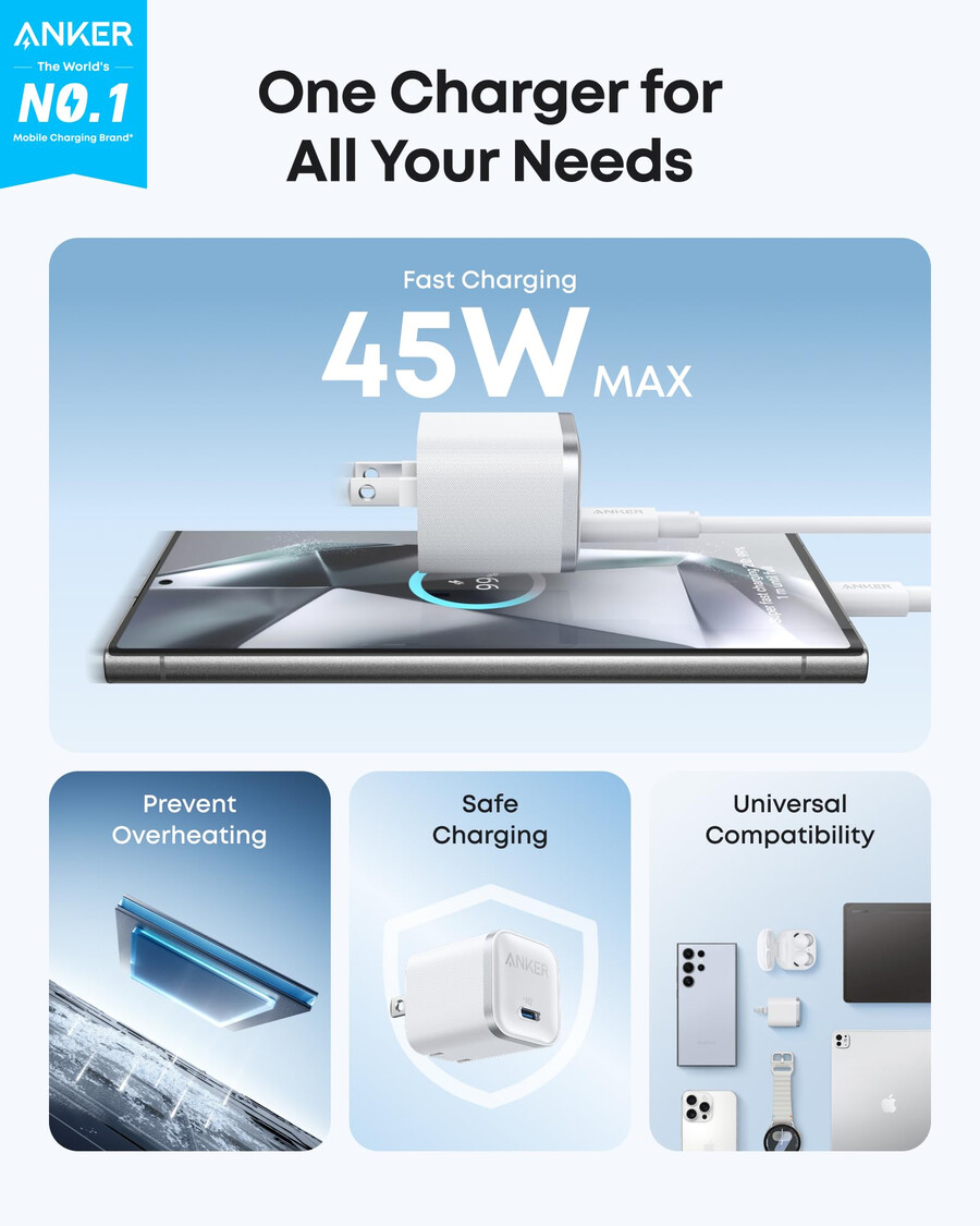 anker nano-ladegerät 45 w mit usb-c-zu-usb-c-kabel 2er-pack