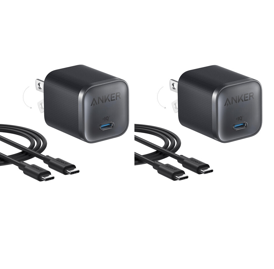 anker nano-ladegerät 45 w mit usb-c-zu-usb-c-kabel 2er-pack