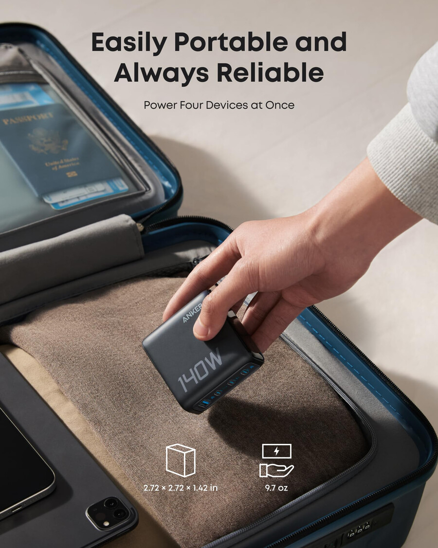 anker ladegerät 140 w 4 anschlüsse pd 3.1 mit usb-c-kabel