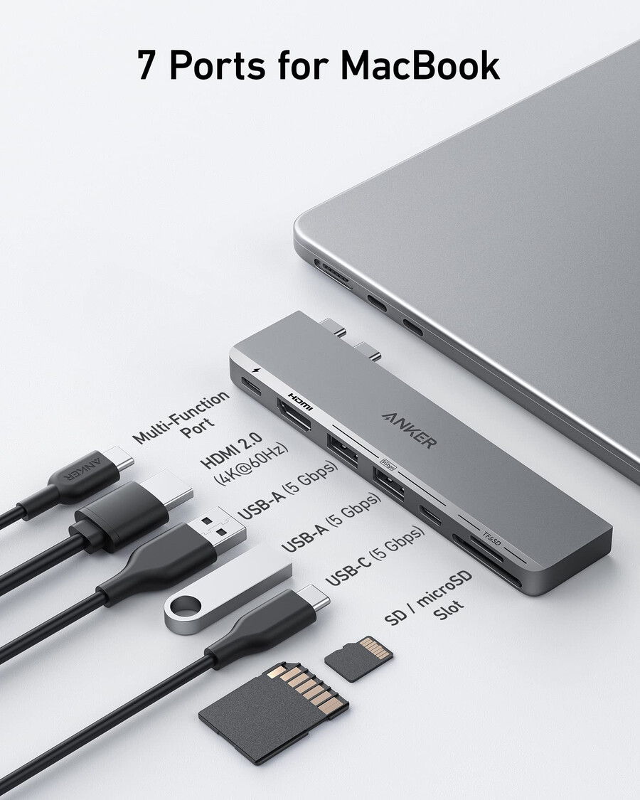 anker 547 usb-c hub 7-in-2 für macbook