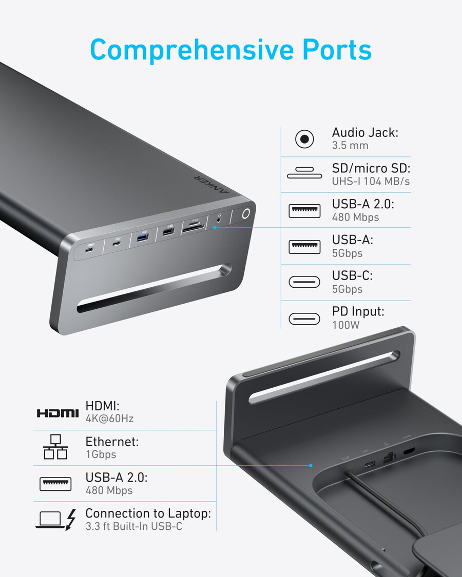 anker usb-c hub 10-in-1 monitorständer