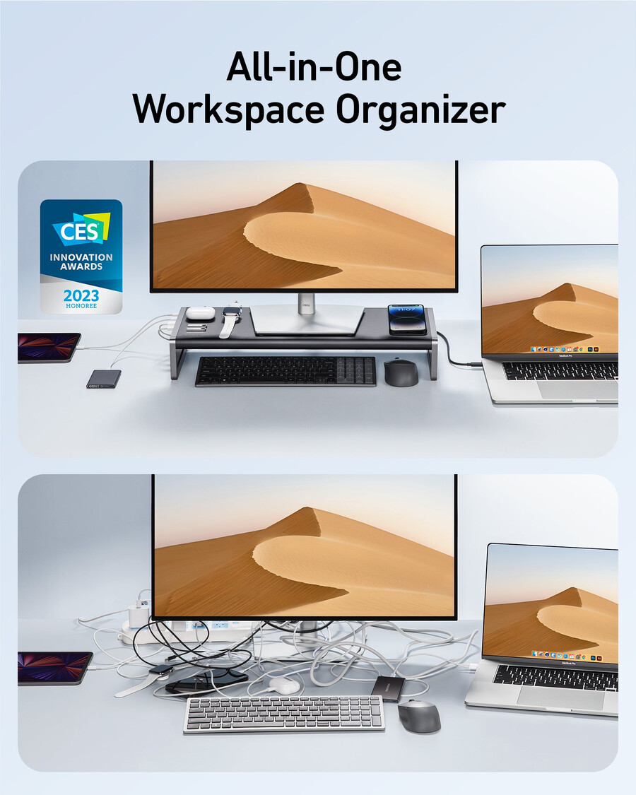 anker 675 usb-c dockingstation 12-in-1 monitorständer kabellos