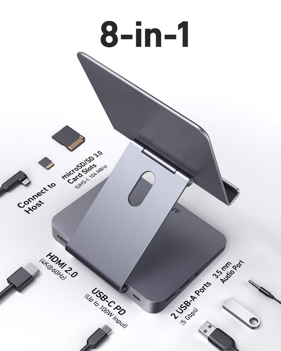 anker 551 usb-c hub 8-in-1 tablet-ständer