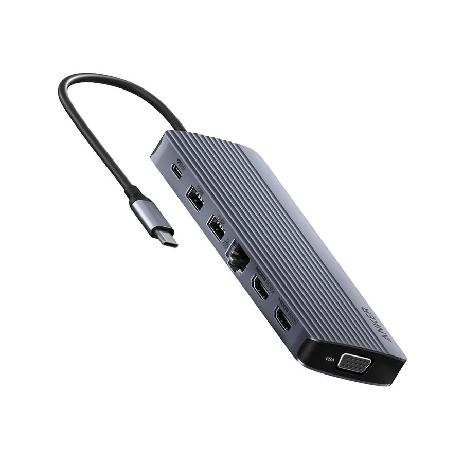 anker usb-c hub 14-in-1 dreifach-display