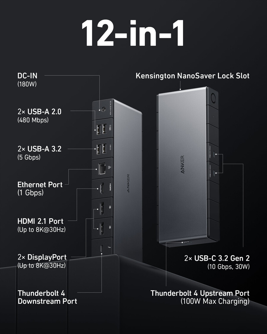 anker 778 thunderbolt dockingstation 12-in-1 thunderbolt 4