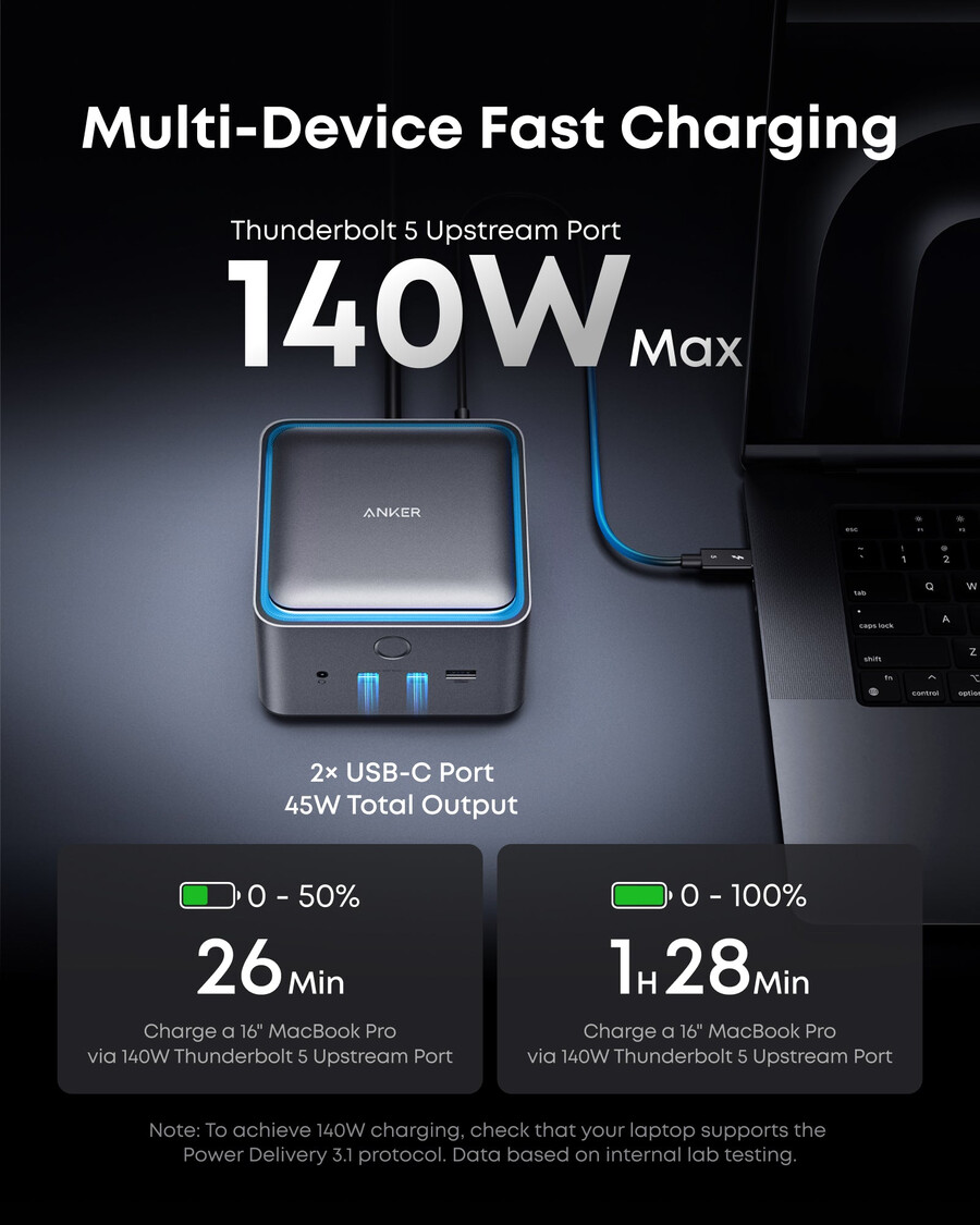 anker prime thunderbolt 5 dockingstation 14-in-1 140 w 8k tb5