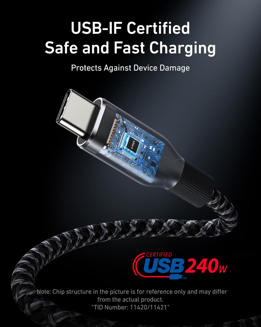 anker prime ladestation mit 240-w-usb-c-zu-usb-c-kabel