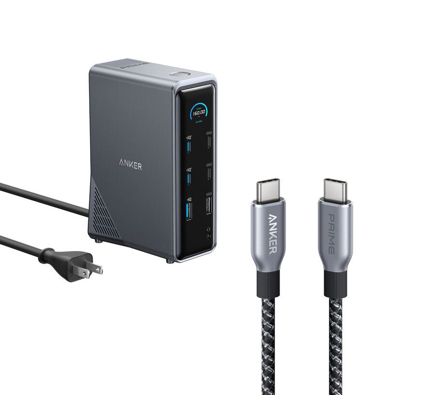 anker prime ladestation mit 240-w-usb-c-zu-usb-c-kabel