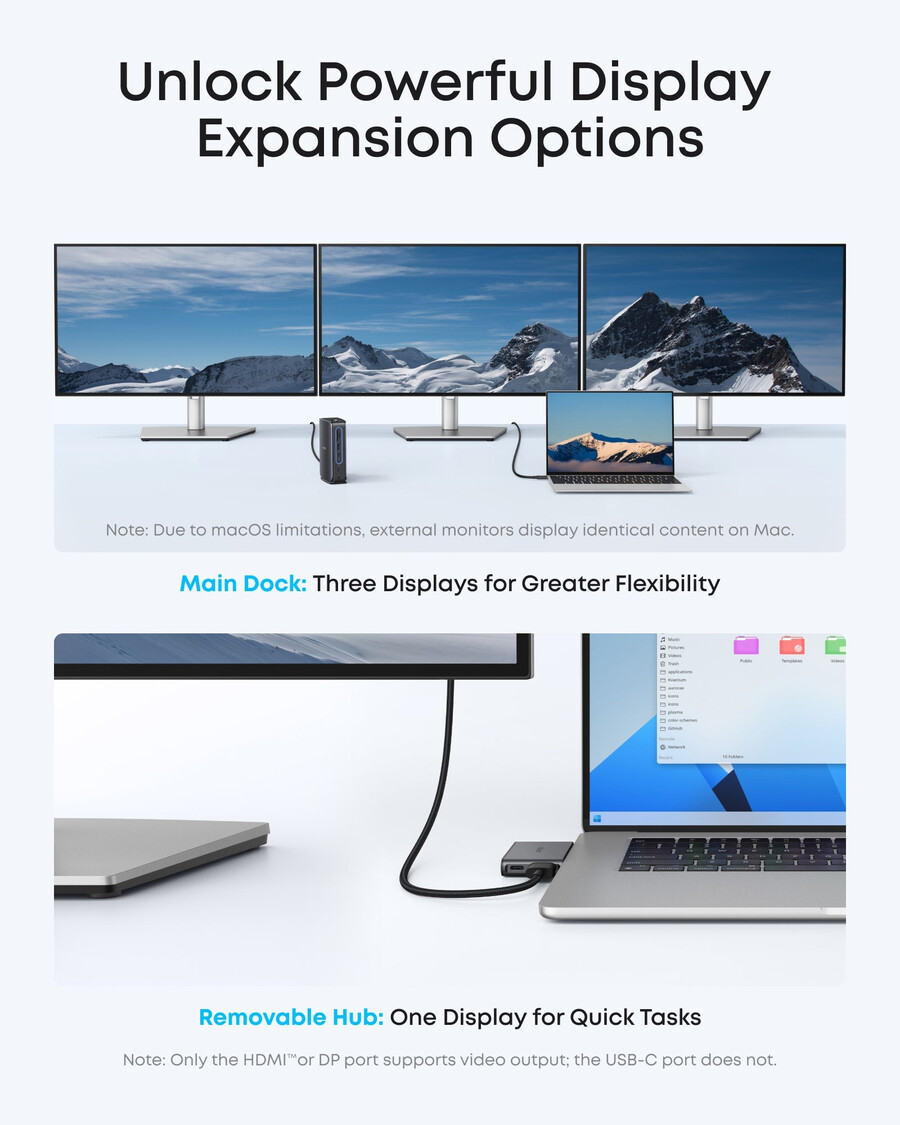 anker nano dockingstation 13-in-1 dreifach-display integrierter abnehmbarer hub