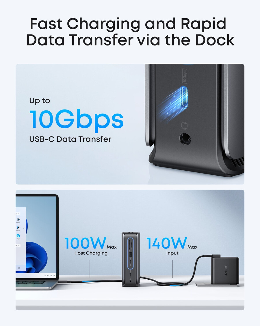 anker nano dockingstation 13-in-1 dreifach-display integrierter abnehmbarer hub