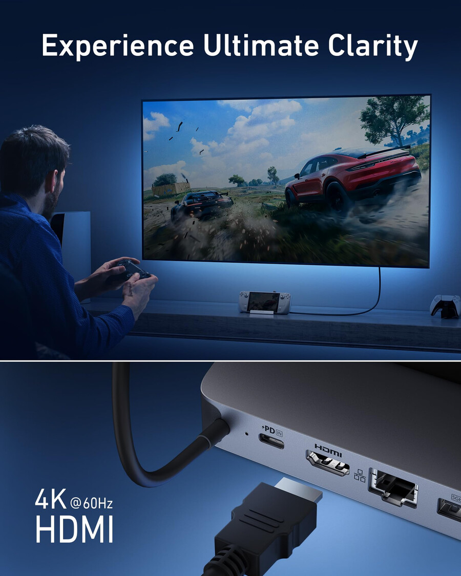 anker usb-c hub 6-in-1 für handheld-spielkonsolen