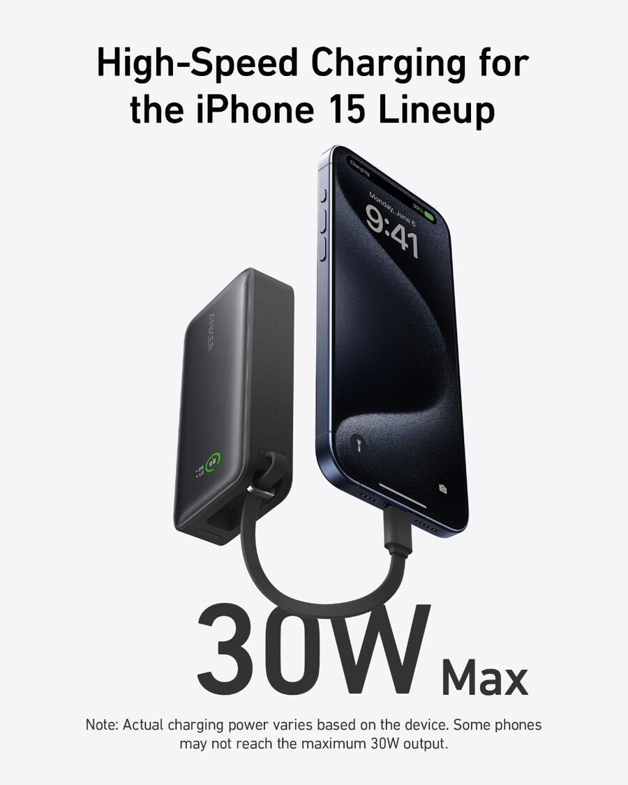 anker nano powerbank 30w integriertes usb-c-kabel