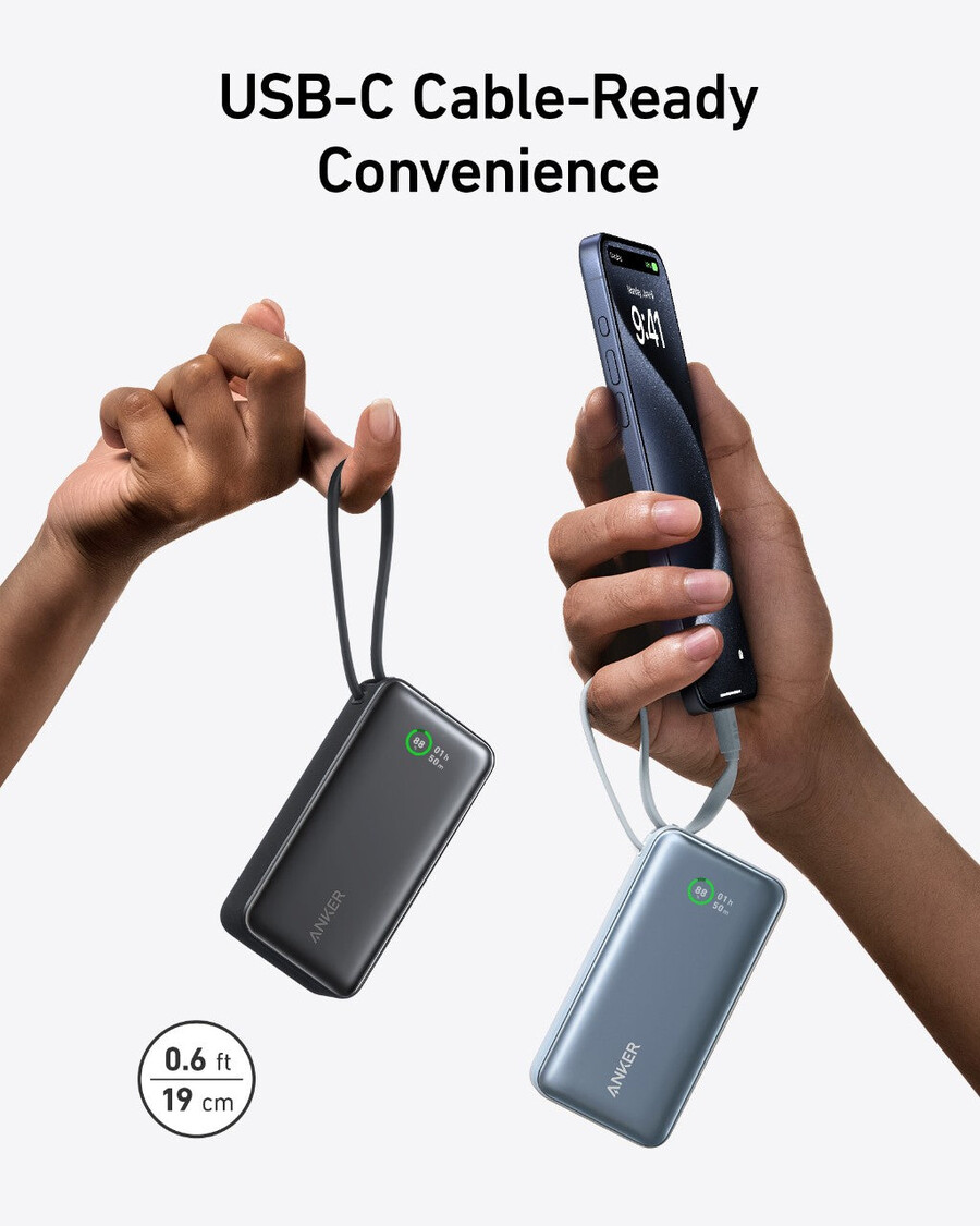 anker nano powerbank 30w integriertes usb-c-kabel