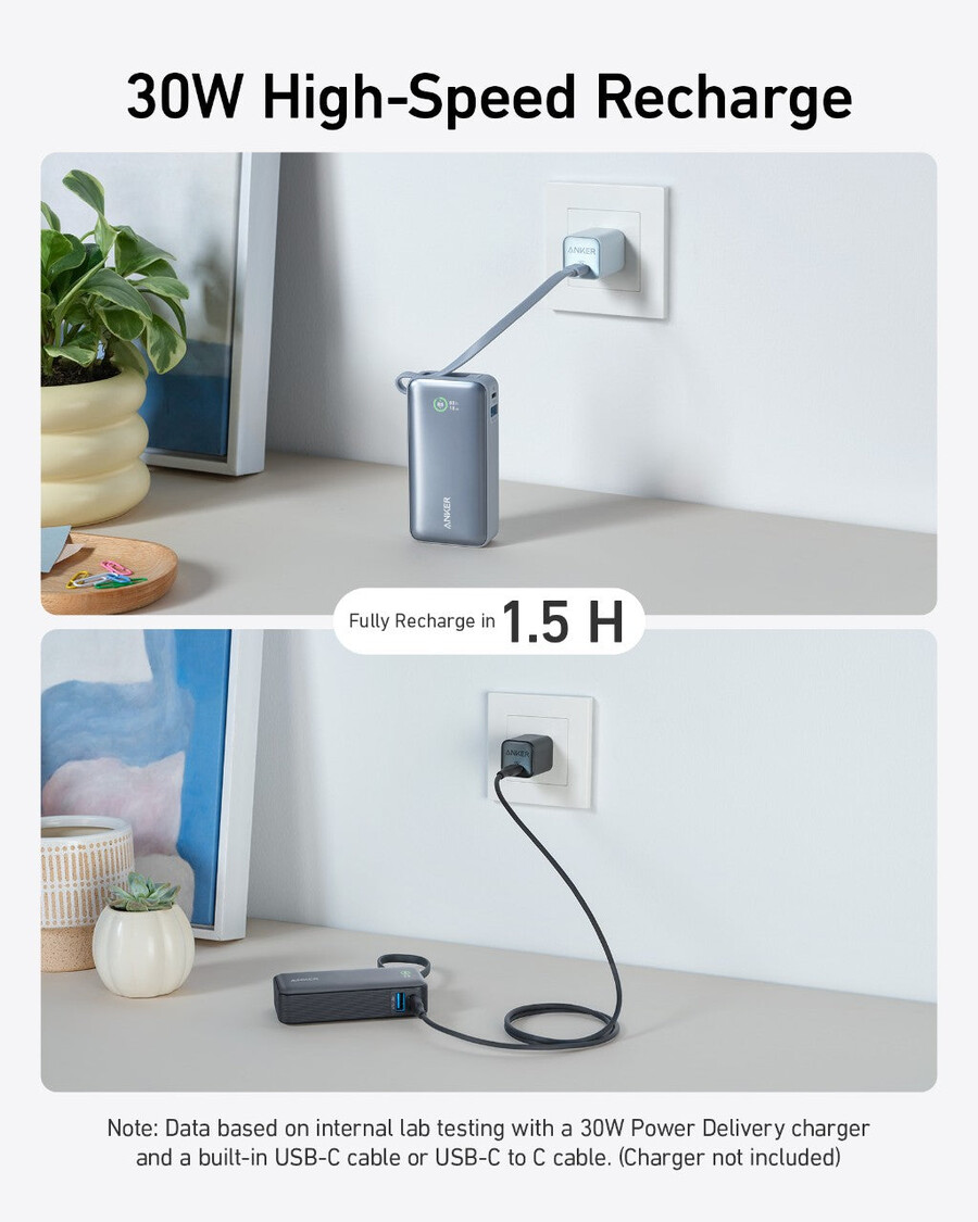 anker nano powerbank 30w integriertes usb-c-kabel