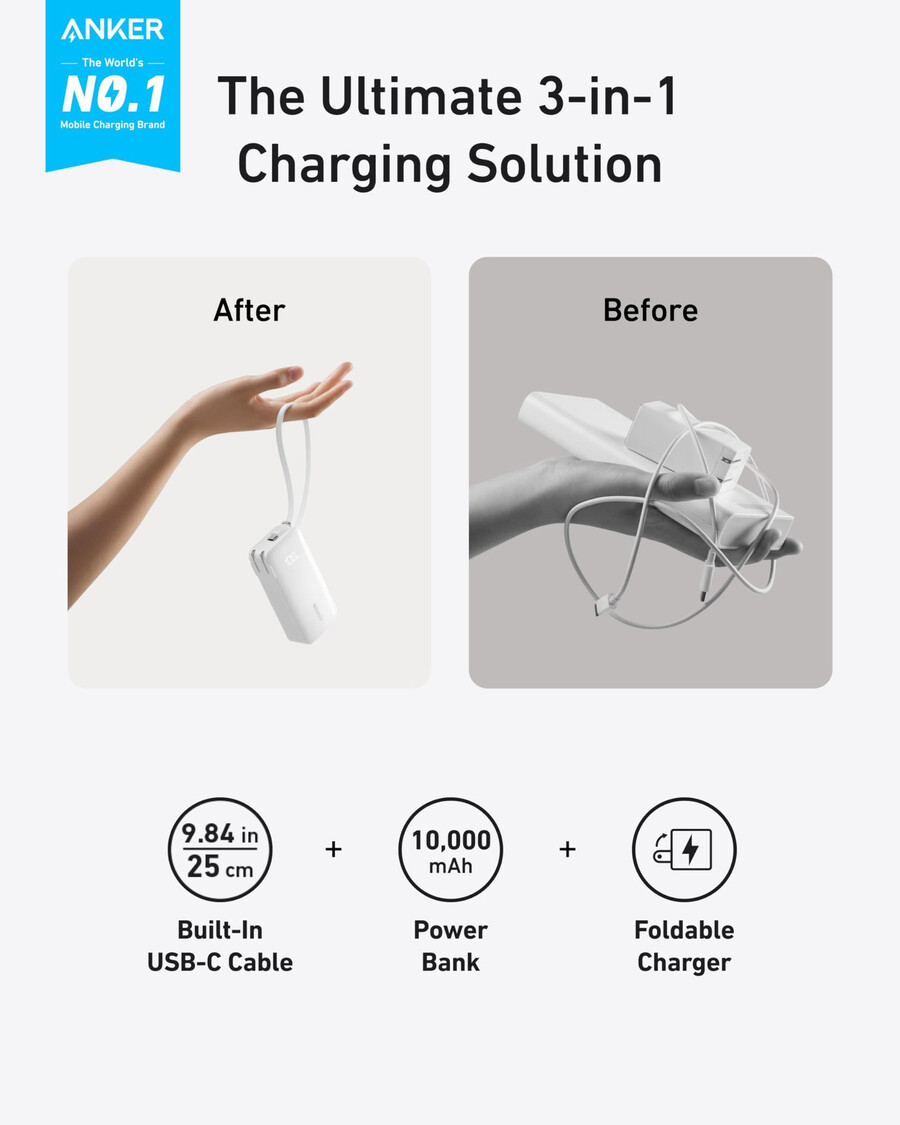 anker powerbank 10k fusion eingebautes kabel