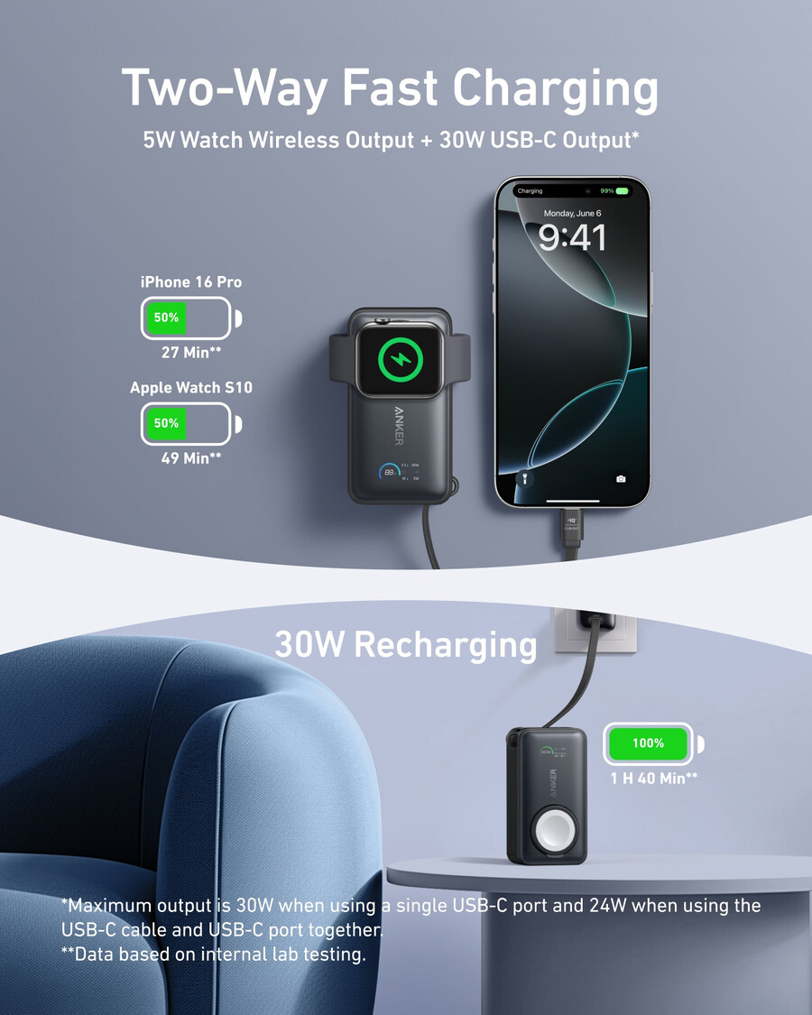 anker maggo powerbank 10k 35w für apple watch