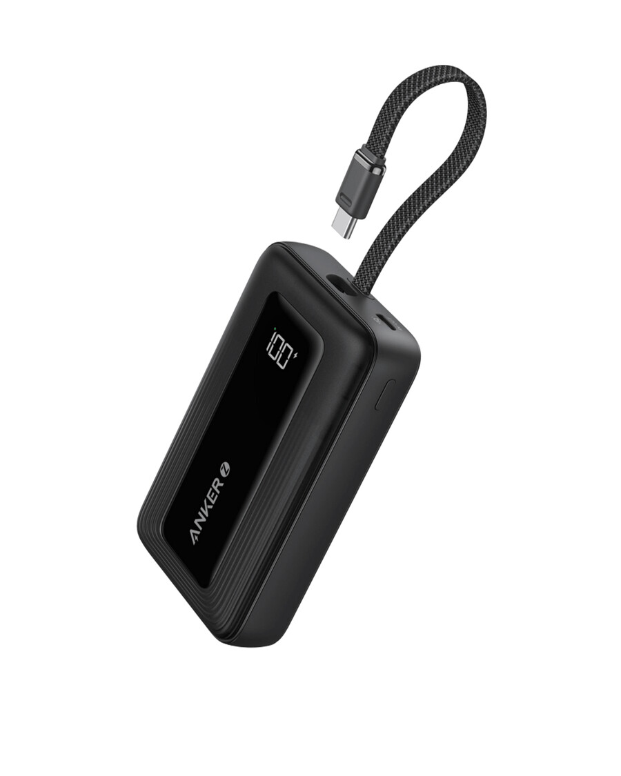 anker zolo powerbank 10k 30w mit integriertem 54-zoll 137 cm usb-c-kabel.