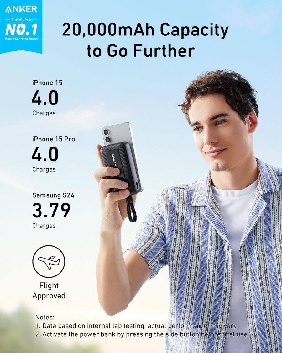 anker zolo powerbank 10k 30w mit integriertem 54-zoll 137 cm usb-c-kabel.
