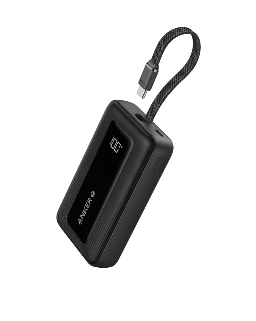 anker zolo powerbank 10k 30w mit integriertem 54-zoll 137 cm usb-c-kabel.