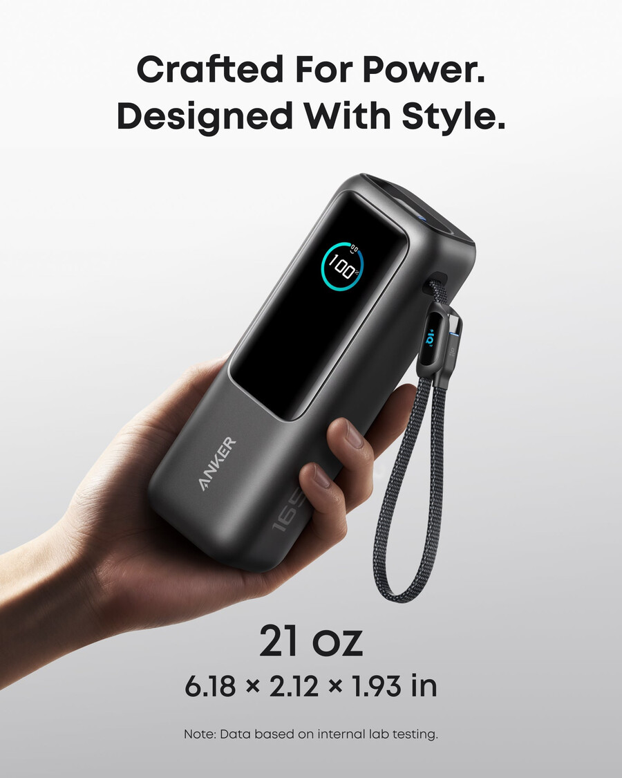 anker laptop-powerbank 25k 165w integriertes und einziehbares kabel