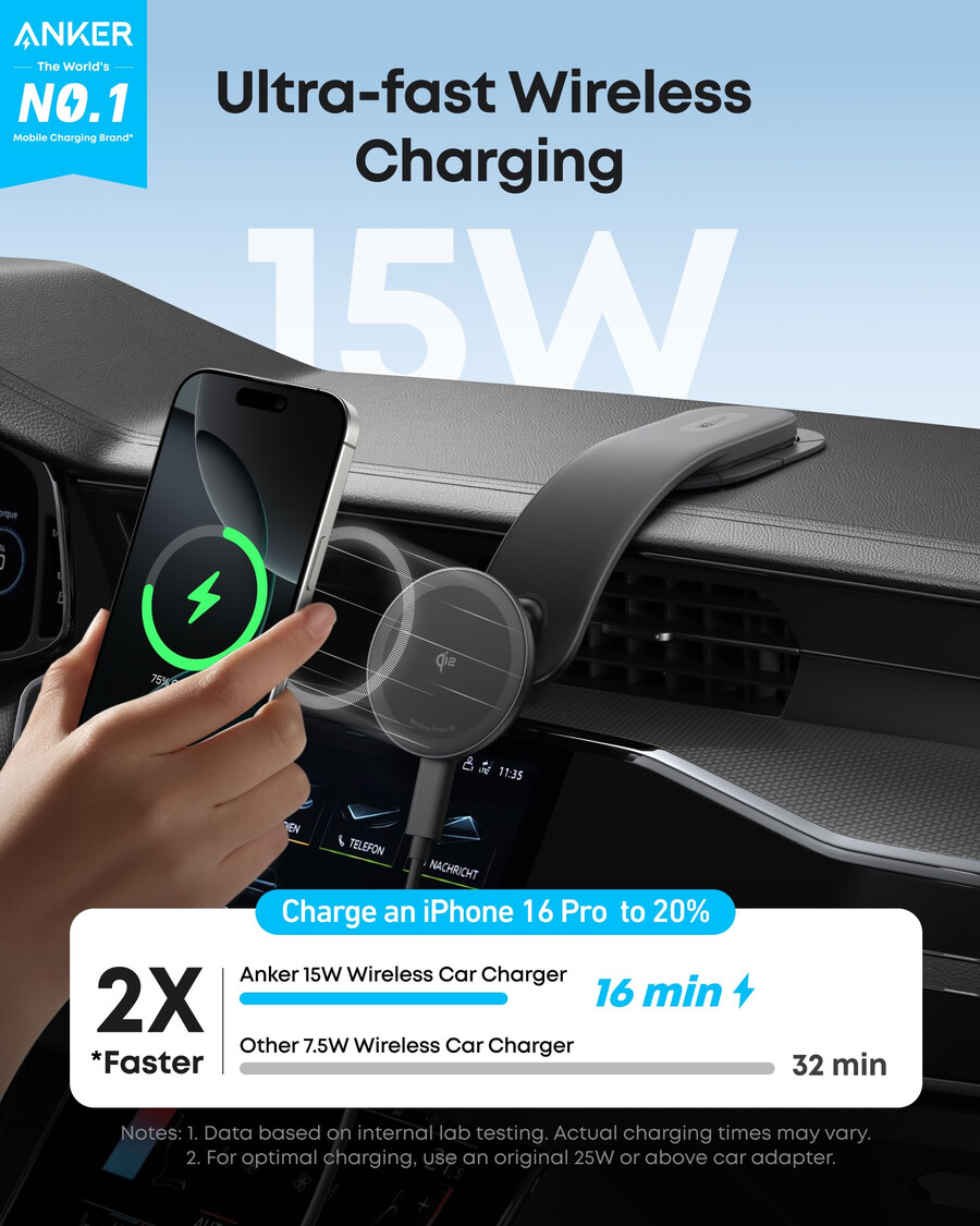 anker maggo wireless-ladestation und anker nano wireless-autoladegerät